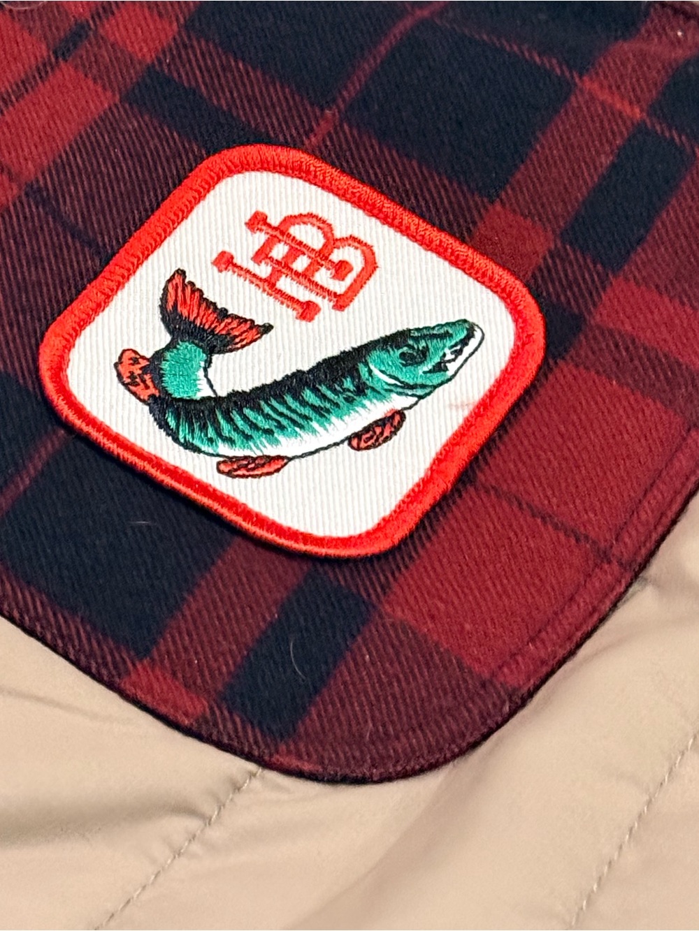 Howler Bros - RARE Men's Merlin Quilted Puffer Jacket, Red Plaid Yoke - MEDIUM - Picture 5 of 13